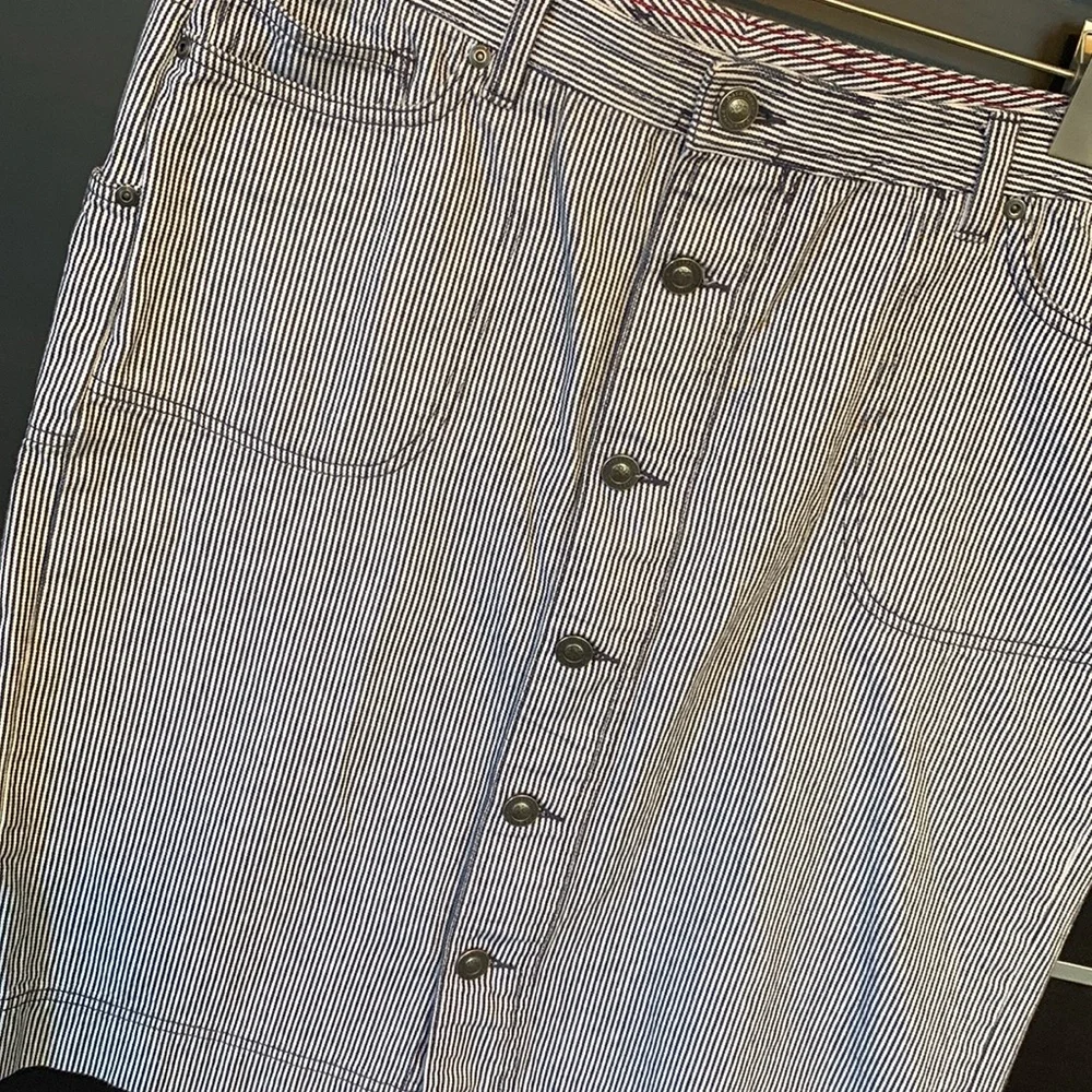 Patagonia Railroad Stripe Organic Cotton Button Down Front Skirt